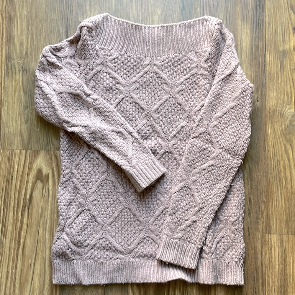 LOFT Wool and Rayon-Blend Boatmeck Cable Sweater